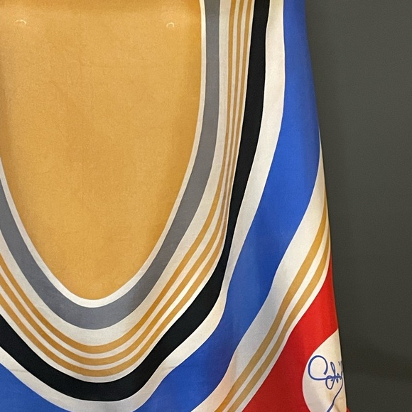 Large Vintage Schiaparelli Silk Scarf 27 In Sq Fair to Good Condition - Picture 10 of 10